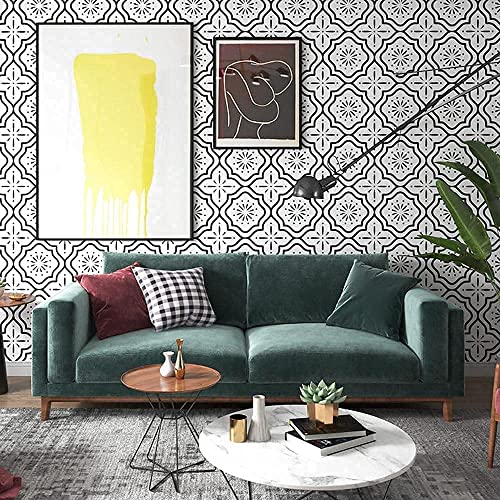 Sevalo Black White Peel and Stick Wallpaper Boho Contact Paper for Cabinets Black and White Geometric Contact Paper Self-Adhesive Removable Wallpaper Kitchen Drawer Liner Waterproof 17.5inW 78.7inL - Image 4