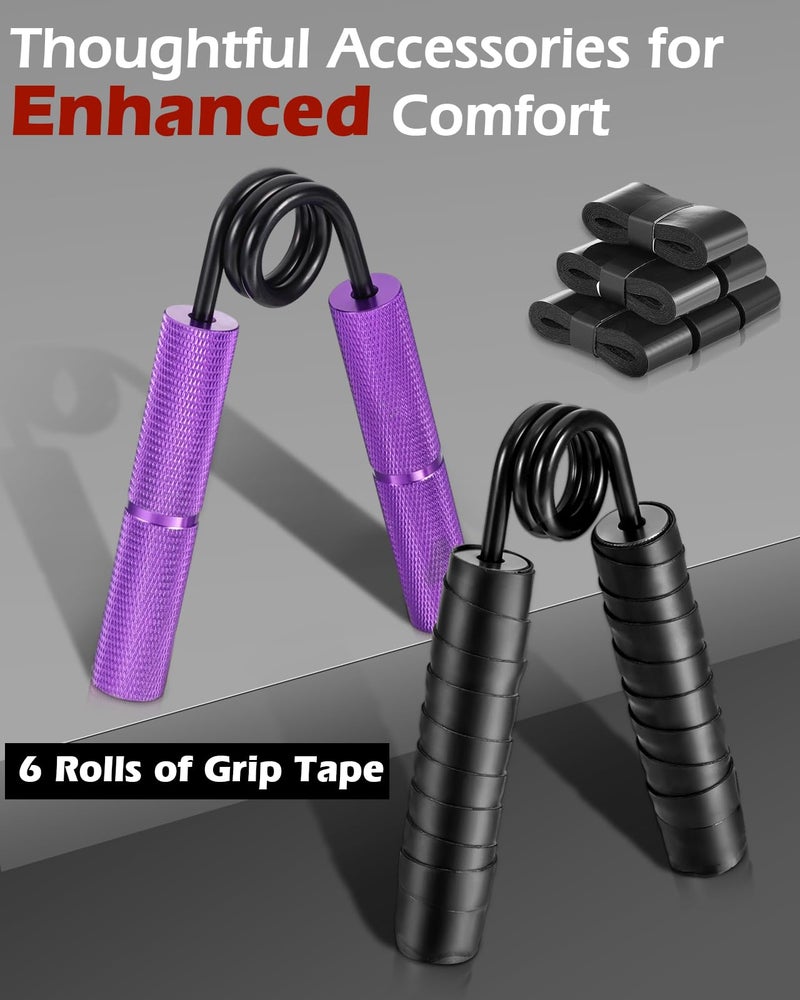 Hozzen Grip Strength Trainer, 6 Pack Grip Strength Trainer Set (50-200LB), No Slip Hand Grip Strengthener, Wrist Forearm Strengthener with Grip Tape for Strength Training, Exercise, Injury Recovery - Image 3