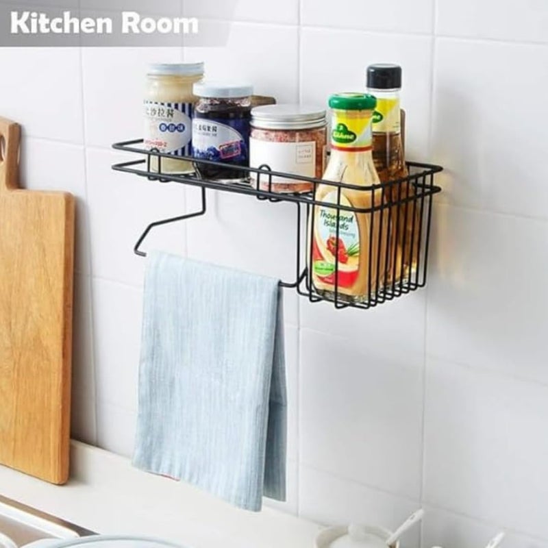 HOMM HOMM Shower Caddy For Bathroom Stainless Steel Wall Mounted Organiser Self Adhesive Bathroom Accessories Shelves No Drilling Storage Rack for Wall Pack of 1 460 Gm Capacity 2kg Black - Image 5