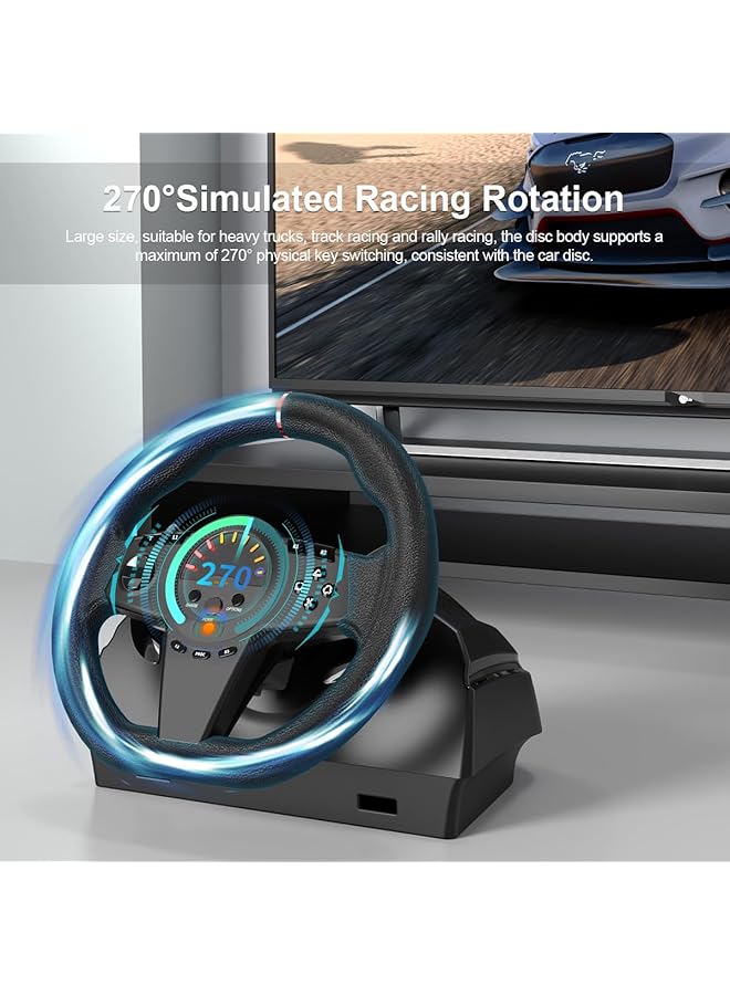 LOVNOV Gaming Racing Wheel 270 Degree Racing Steering Wheel With Pedals And Shifters Driving Force Sim Game Steering Wheel For Pc P3 P4 Xbox One Xbox Series X/S Switch - Image 2