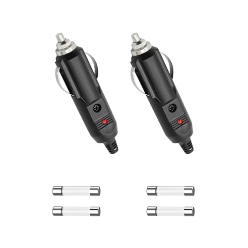 Dickno 2PCS Cigarette Lighter Male Plug 12V24V Aux Socket Plug with 15A20A Fuse LED Indicator Car Cigarette Lighter Plug - Image 1