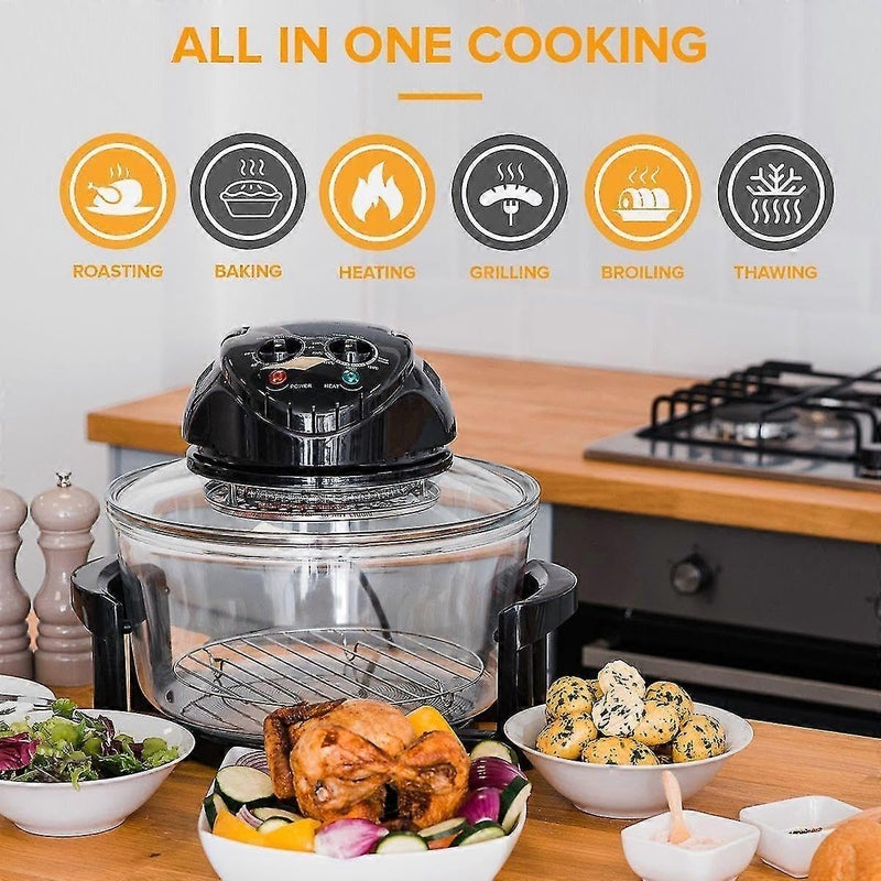 Jolfay Jolfay Conventional halogen oven with hot air technology l oven with 2 grids and 4tongs timer and adjustable thermostat for healthy cooking without added fat  - Image 4