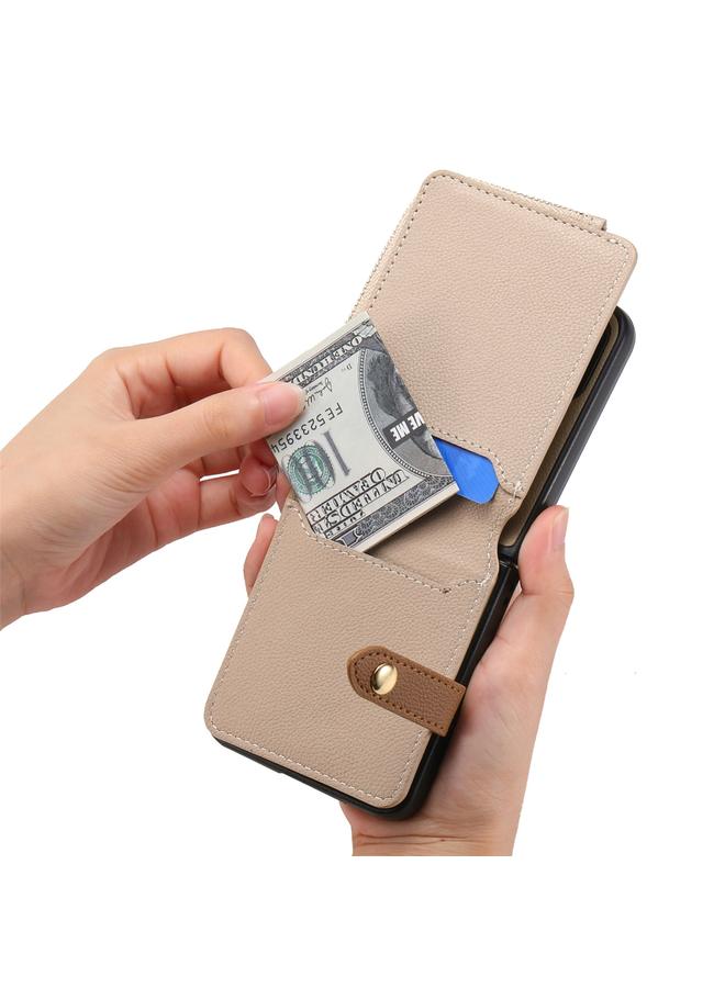 اس-توب جراب لهاتف Samsung Galaxy Z Flip5 5G، جراب هاتف جلدي بسحاب عمودي مع حلقة ومحفظة - Image 5