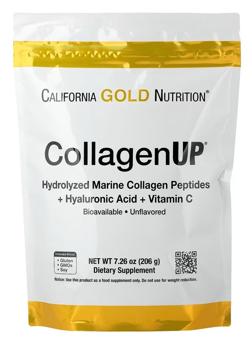 California Gold Nutrition, CollagenUP®, Hydrolyzed Marine Collagen Peptides with Hyaluronic Acid and Vitamin C, Unflavored, 7.26 oz (206 g) - Image 1