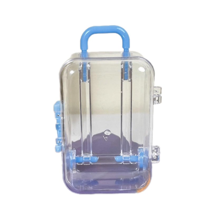 OVERTOYOU Mini Suitcase Plastic Miniature Suitcase Dolls Accessories Mini Trunk Toy Small Purse Handbag Luggage Storage Box Dollhouse Decoration Blue
