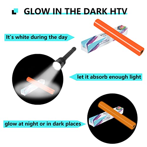 FUNKAKA Glow in The Dark Heat Transfer Vinyl Roll, 12" x 10ft Luminous Light Orange Iron on Vinyl for All Cutter Machine, Glow in The Dark HTV Vinyl for T-Shirts Easy to Cut & Weed for Heat Vinyl DIY - Image 2