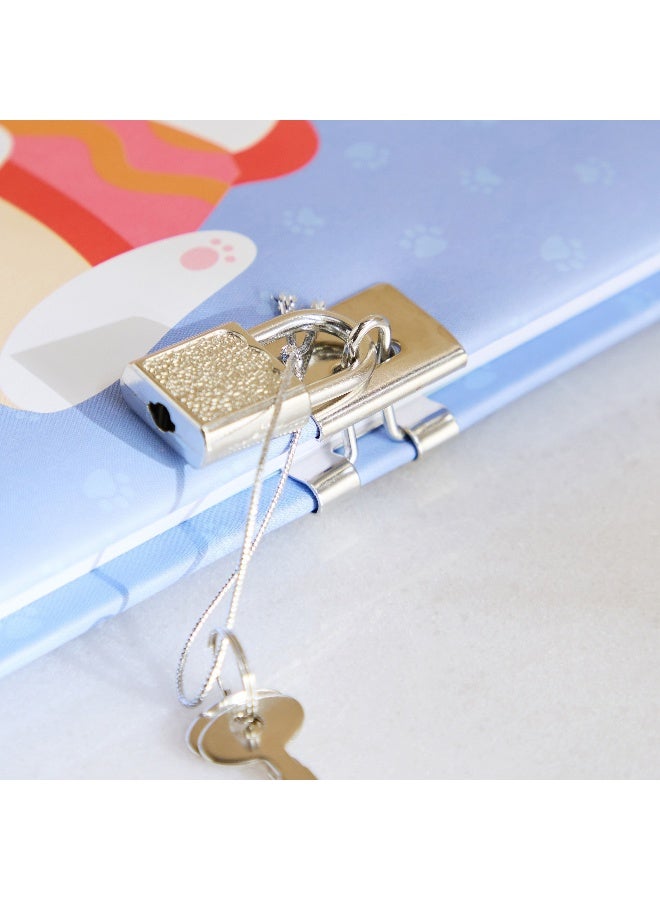 Home Box دفتر ملاحظات A5 بوجه قطة محشوة مع قفل للأطفال - Image 4