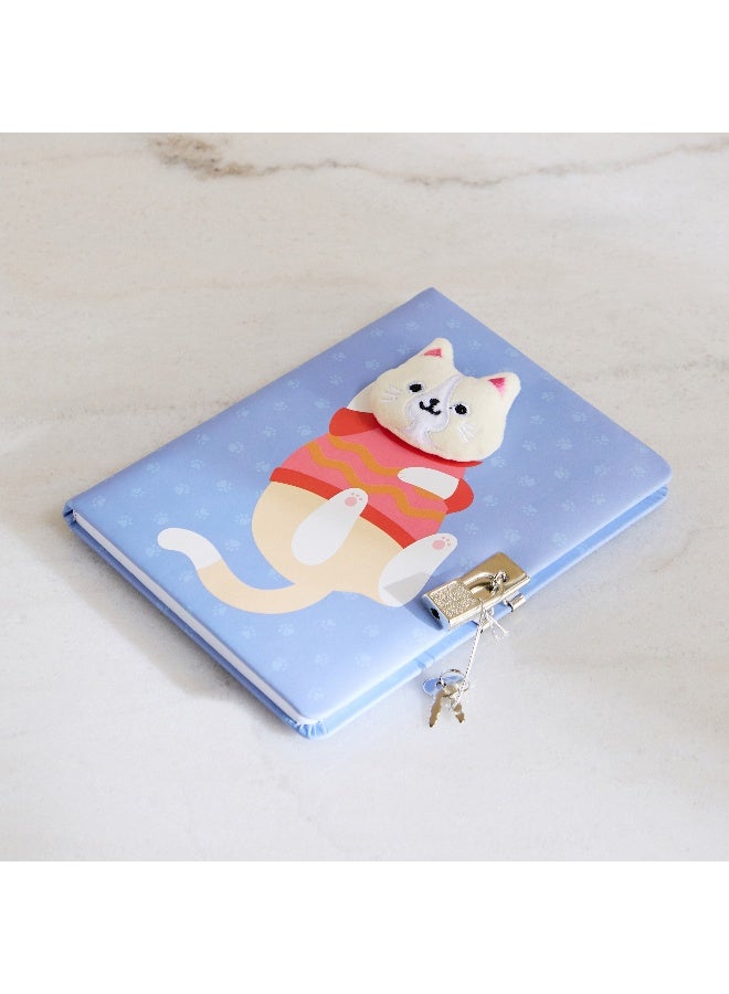 Home Box دفتر ملاحظات A5 بوجه قطة محشوة مع قفل للأطفال - Image 1