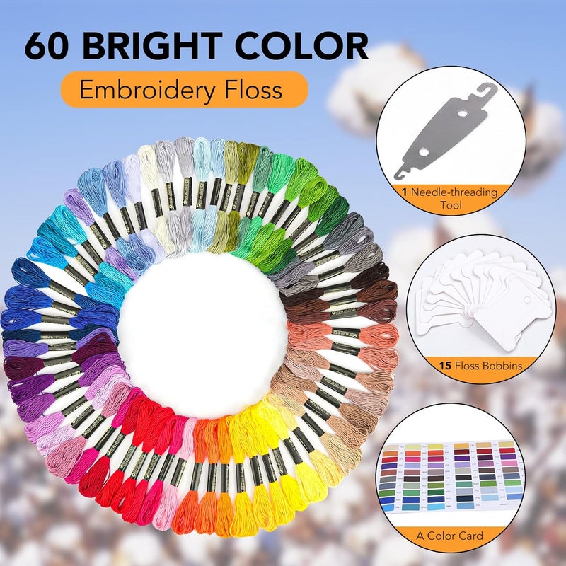 LOVIMAG Embroidery Thread Floss 60 Colors Skeins Friendship Bracelet String Making Bracelets Cross Stitch Kit Supplies Thin Yarn Sewing Patterns Cotton Strings Crochet Braces Wrap Rainbow Crafts - Image 2