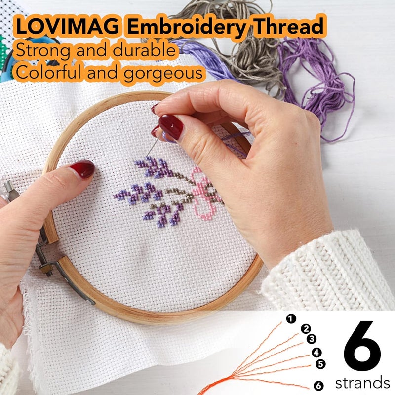 LOVIMAG Embroidery Thread Floss 60 Colors Skeins Friendship Bracelet String Making Bracelets Cross Stitch Kit Supplies Thin Yarn Sewing Patterns Cotton Strings Crochet Braces Wrap Rainbow Crafts - Image 3