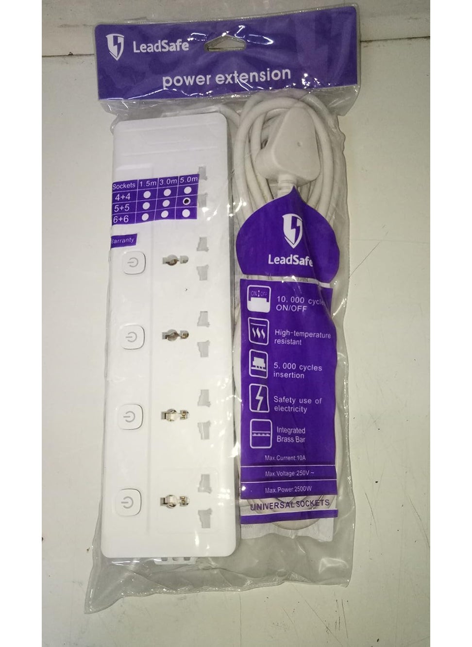 LeadSafe 5 Socket 5 Switch 15 M Wire Extension Board  - Image 5
