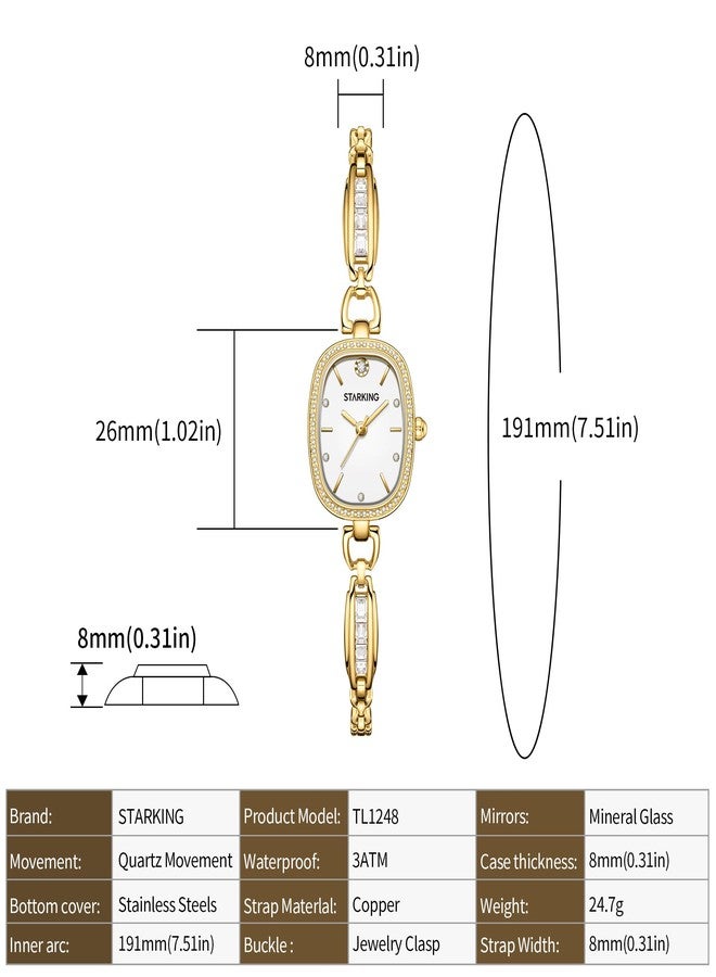 STARKING Gold Watches for Women, Quartz Wrist Watches of Vintage Watch, Japanese Quartz Movement, 3ATM Waterproof, Small and Exquisite Tools Included, Birthday Gifts, white - Image 3