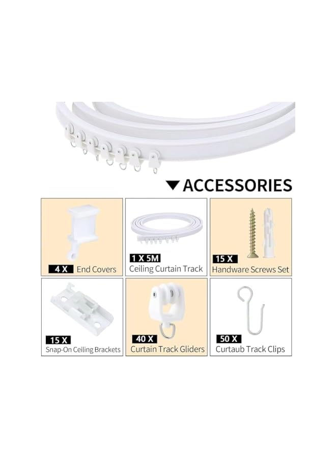 The Bros Flexible Bendable Ceiling Curtain Track,5M Ceiling Divider Curtain Track,Curtain Slide Rail Ceiling Mount with Hook Multi-Purpose Ceiling Curtain Track for Room Bathroom Offices Hotels Divider  - Image 2