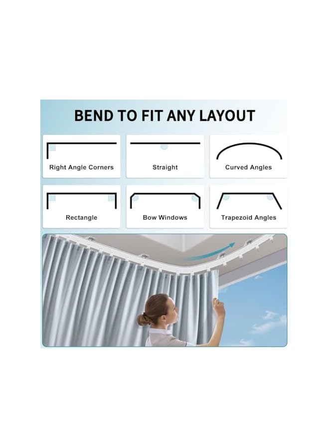 The Bros Flexible Bendable Ceiling Curtain Track,5M Ceiling Divider Curtain Track,Curtain Slide Rail Ceiling Mount with Hook Multi-Purpose Ceiling Curtain Track for Room Bathroom Offices Hotels Divider  - Image 3