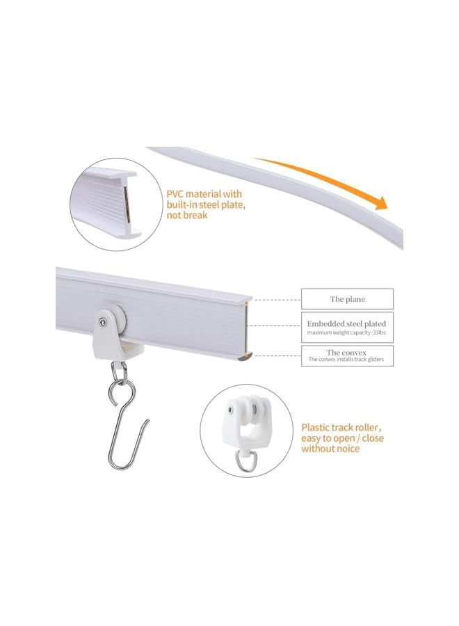 The Bros Flexible Bendable Ceiling Curtain Track,5M Ceiling Divider Curtain Track,Curtain Slide Rail Ceiling Mount with Hook Multi-Purpose Ceiling Curtain Track for Room Bathroom Offices Hotels Divider  - Image 5