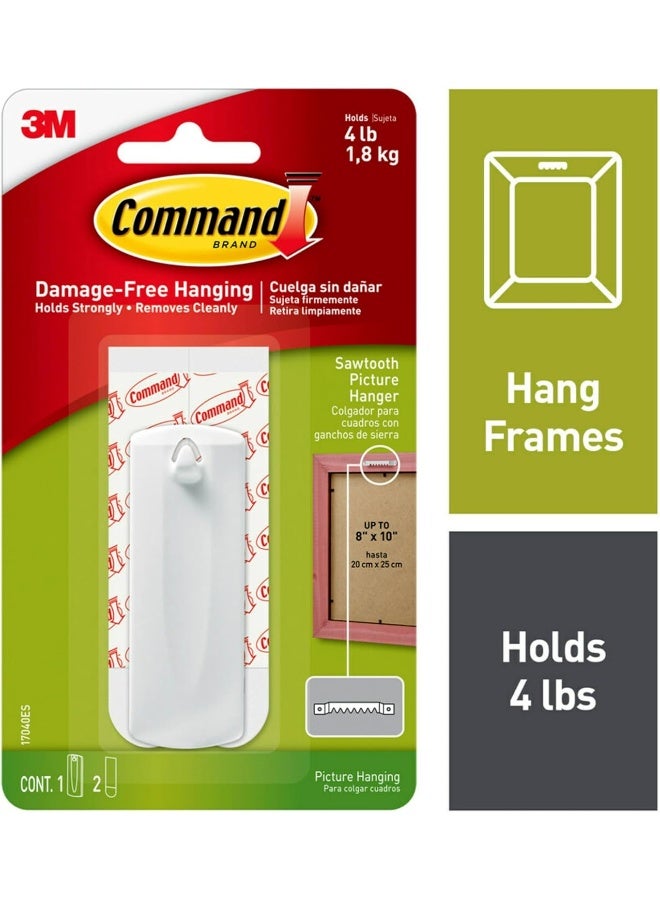Command Command Sawtooth Pic 1 Hanger 2 Strips – Damage-Free Picture Hanging Solution - Image 2