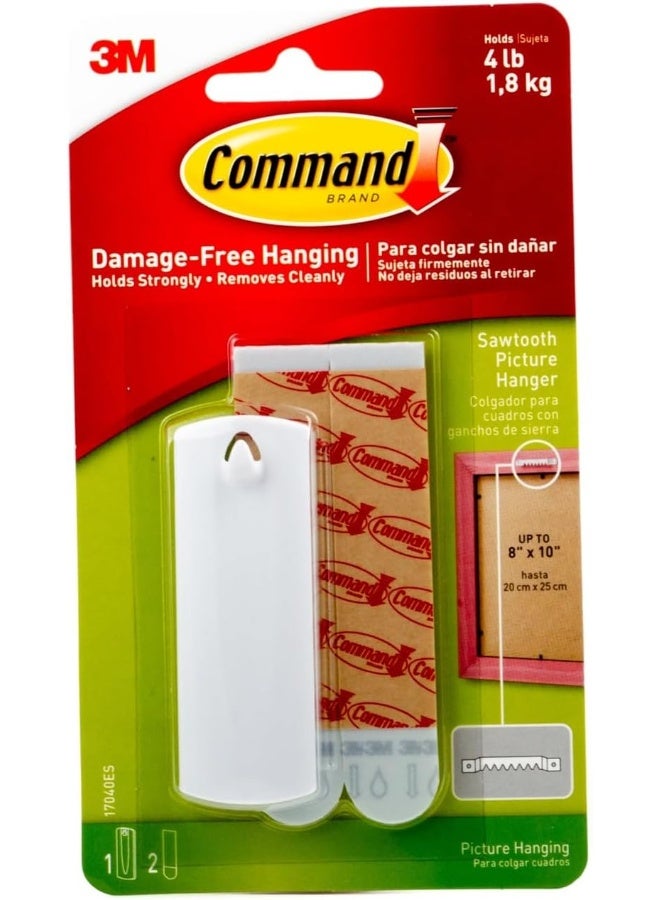 Command Command Sawtooth Pic 1 Hanger 2 Strips – Damage-Free Picture Hanging Solution - Image 1