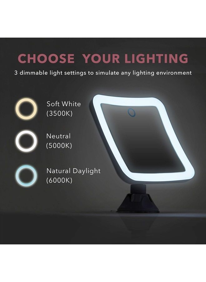 Fancii Rechargeable 10x Magnifying Mirror with 3 LED Light Settings, Dimmable Touch Light, Cordless, Locking Suction Mount, Lighted Mirror for Bathroom or Travel (Mira 2) - Image 2