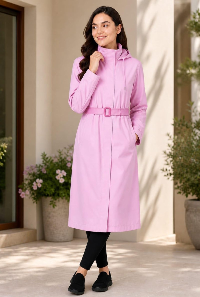 Krystle Women's Full-Length Raincoat with Adjustable Belt - Waterproof, Lightweight, and Stylish (Pink,XXLarge) - Image 3