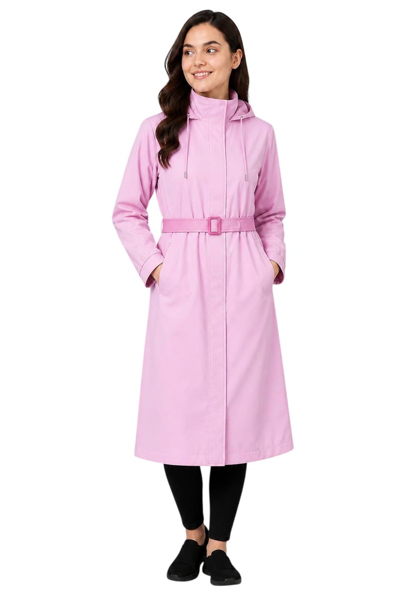Krystle Women's Full-Length Raincoat with Adjustable Belt - Waterproof, Lightweight, and Stylish (Pink,XXLarge) - Image 1