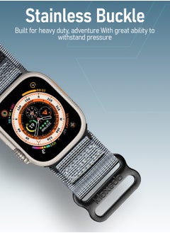 Moxedo Moxedo MX23 Rugged Strap Breathable Nylon Braided Sports Band Compatible with Apple Watch Band Series 8 7 6 5 4 3 2 1 SE Ultra Woven Loop Design for 44mm 45mm 49mm UAE Edition - Grey  - Image 2