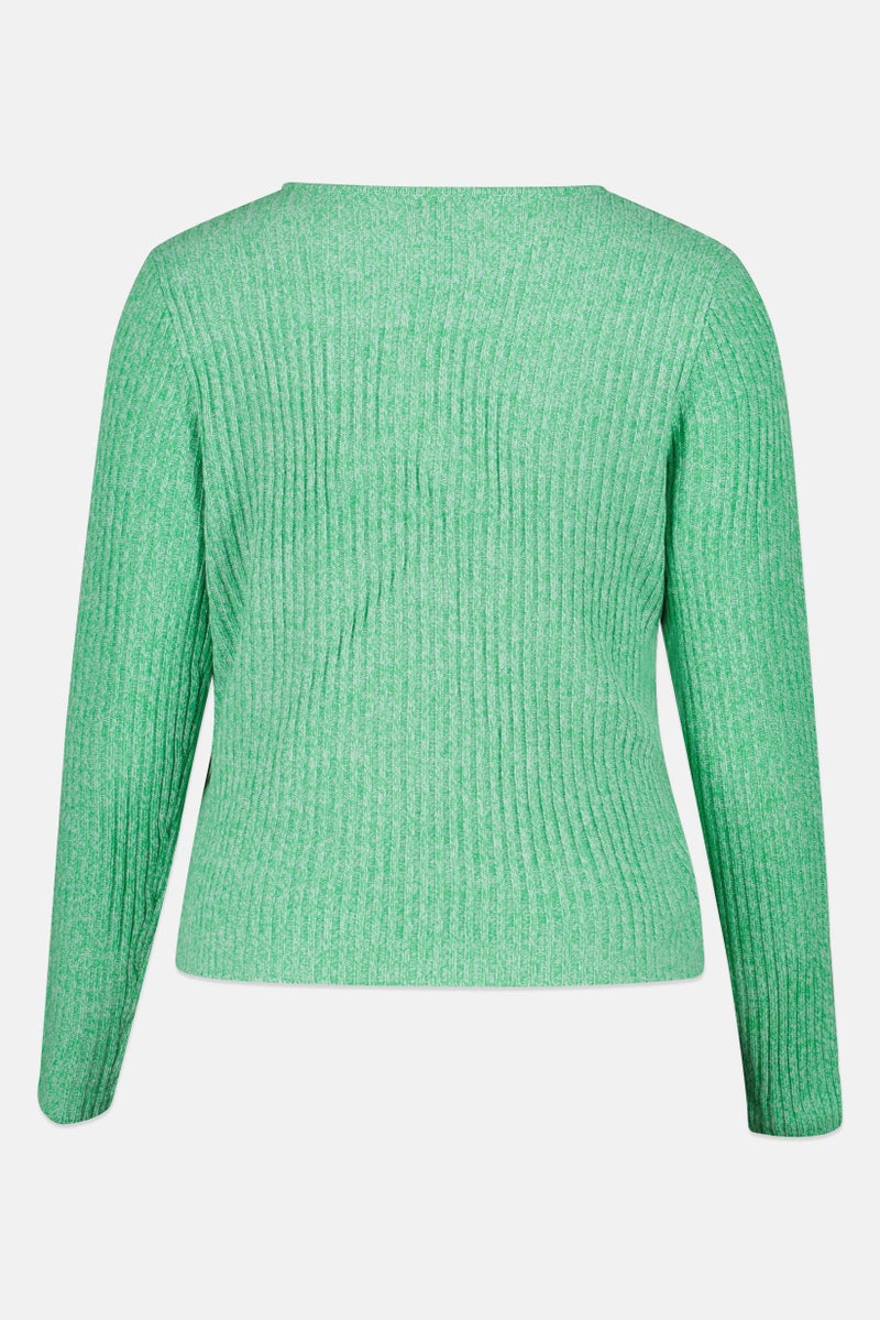 ASOS Women Round Neck Knitted Long Sleeve Sweater, Green - Image 3