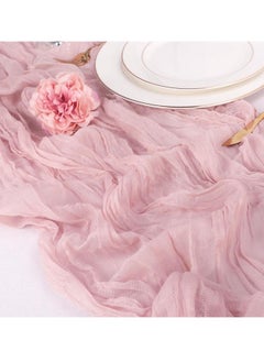 Generic Cheesecloth Table Runner, 10FT Dusty Pink Gauze Table Runner for Girl Baby Shower Bridal Shower Decorations Tea Party Table Centerpiece Decorations  - Image 2