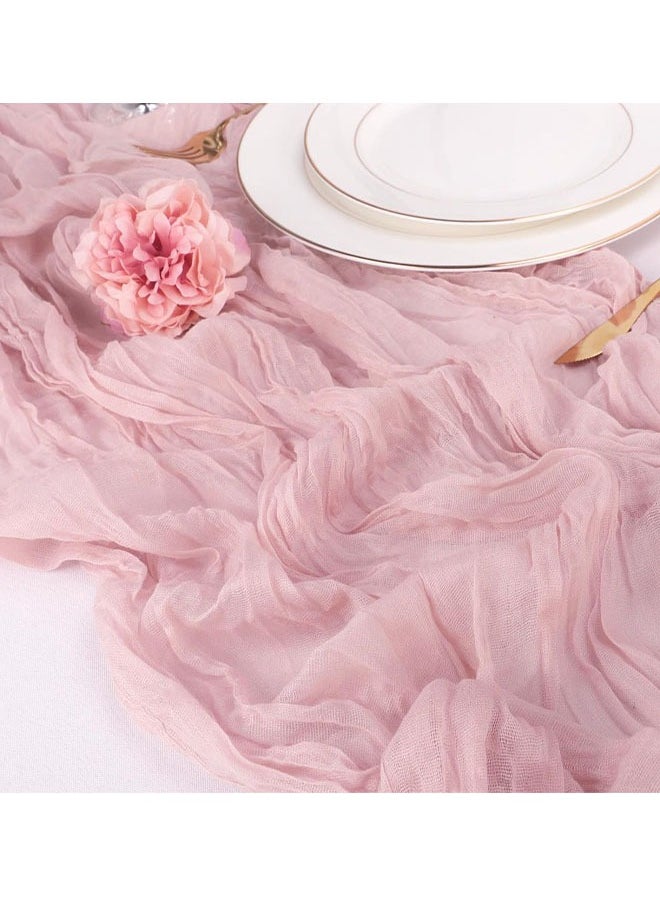 Generic Cheesecloth Table Runner, 10FT Dusty Pink Gauze Table Runner for Girl Baby Shower Bridal Shower Decorations Tea Party Table Centerpiece Decorations  - Image 2