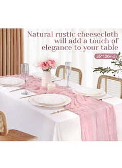 Generic Cheesecloth Table Runner, 10FT Dusty Pink Gauze Table Runner for Girl Baby Shower Bridal Shower Decorations Tea Party Table Centerpiece Decorations  - Image 5