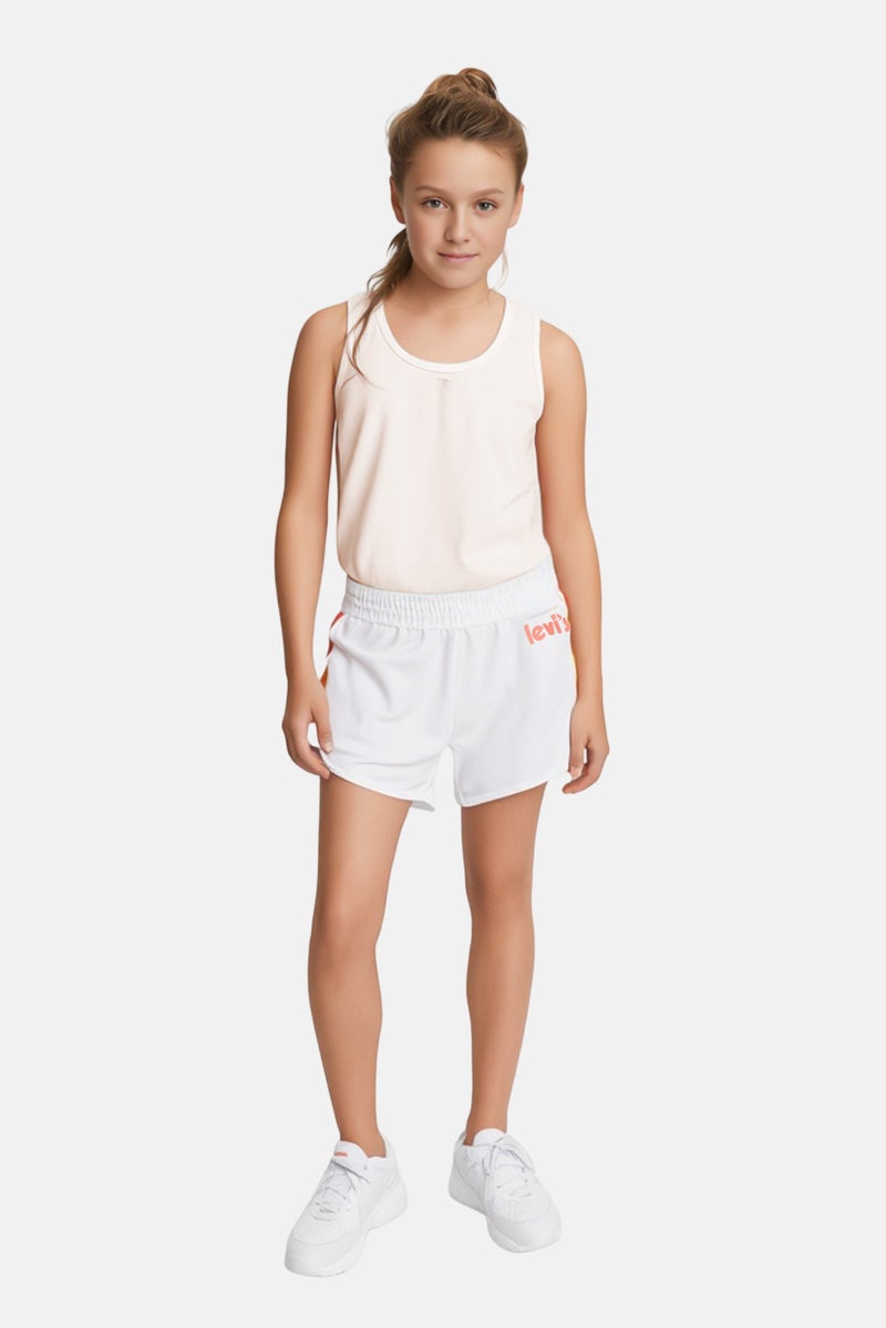 Levi's Kids Girl Brand Logo Basic Shorts, White - Image 1