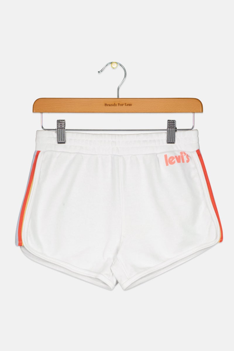 Levi's Kids Girl Brand Logo Basic Shorts, White - Image 2