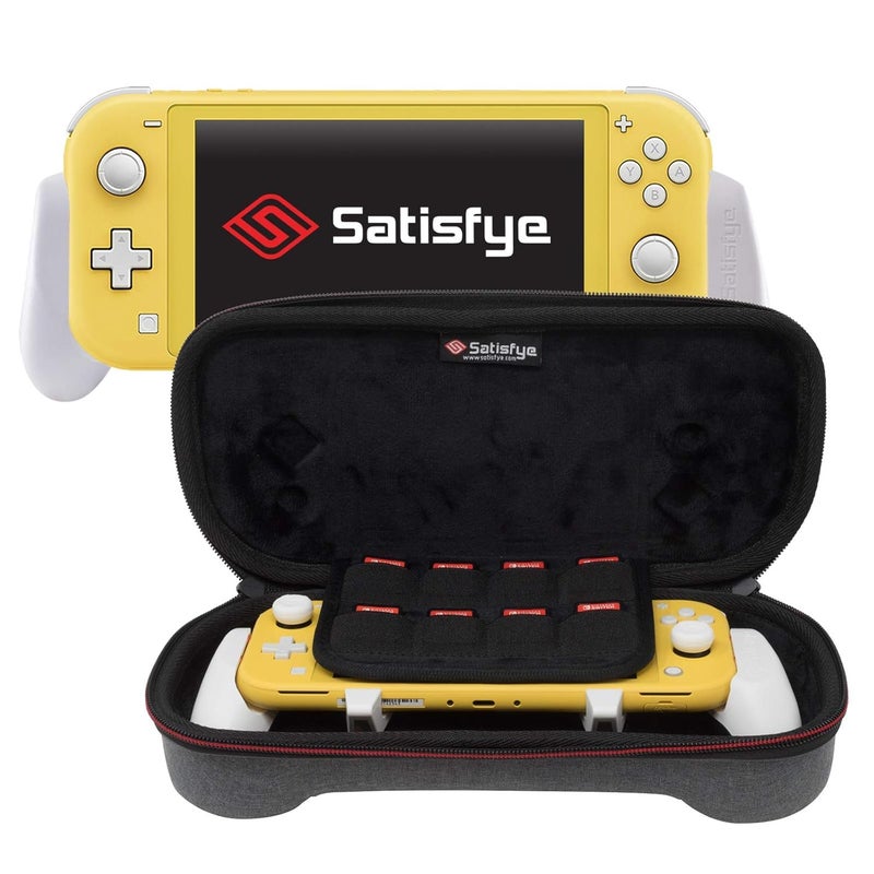 Satisfye - ZenGrip Go Slim Bundle (Lite), - Accessories Compatible with Nintendo Switch Lite - Bundle includes: Grip Lite, Slim Case. BONUS: 2 Thumbsticks (Gray) - Image 1