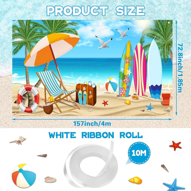 Moukeren Summer Vacation Garage Door Banner 6 x 13 ft Summer Holiday Backdrop Decoration Ocean Beach Large Garage Door Cover for Indoor Outdoor Photography Summer Party Photo Booth Background Hanging Decor  - Image 2