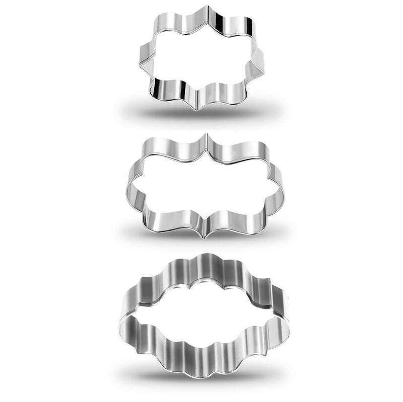 PDFans Stainless Steel Plaque Frame Pastry Biscuit Cookie Cutter Cake Fondant Pancake Cutters Mold Pack of 3 - Image 1