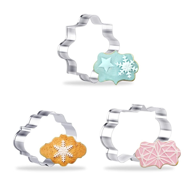 PDFans Stainless Steel Plaque Frame Pastry Biscuit Cookie Cutter Cake Fondant Pancake Cutters Mold Pack of 3 - Image 2