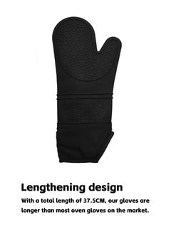 Teuuea Microwave Oven Gloves, Mitts Hot Pad Pot Holder Potholders, Heat Resistant Silicone Waterproof Soft Quilted Lining Extra Long Oven Gloves, for Kitchen Baking Cooking Grilling, Pack of 6 (Black)  - Image 5