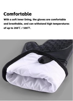 Teuuea Microwave Oven Gloves, Mitts Hot Pad Pot Holder Potholders, Heat Resistant Silicone Waterproof Soft Quilted Lining Extra Long Oven Gloves, for Kitchen Baking Cooking Grilling, Pack of 6 (Black)  - Image 4