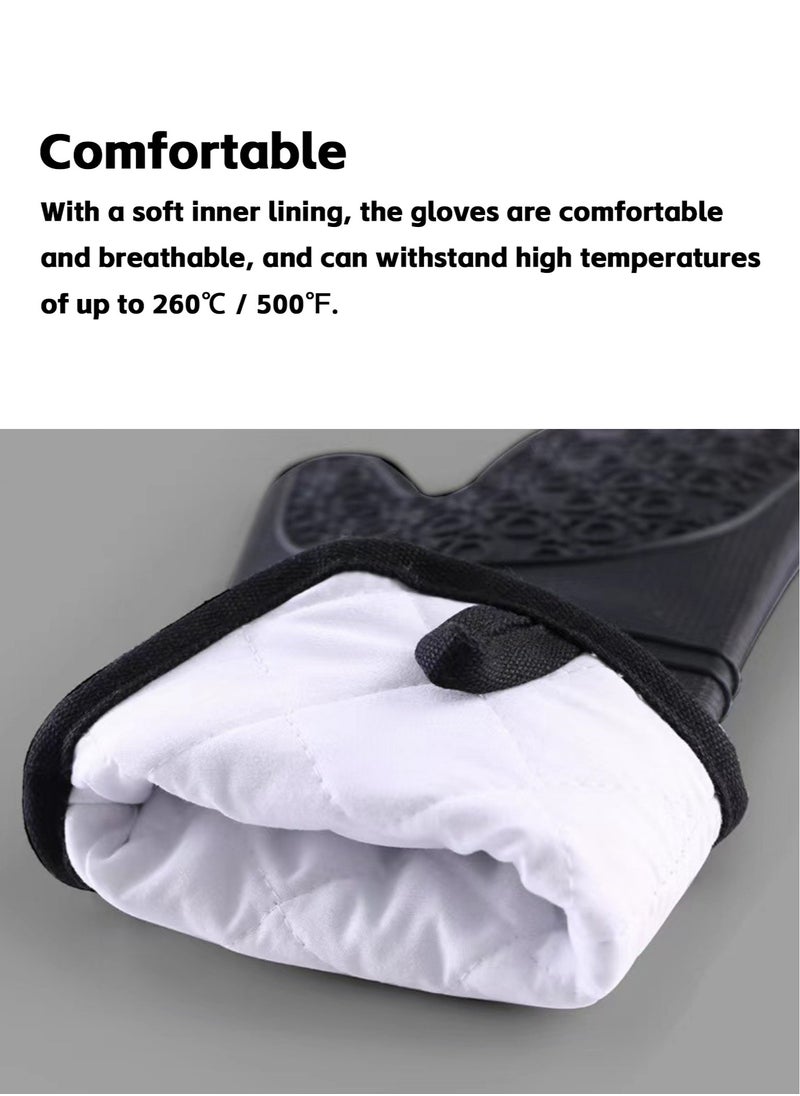 Teuuea Microwave Oven Gloves, Mitts Hot Pad Pot Holder Potholders, Heat Resistant Silicone Waterproof Soft Quilted Lining Extra Long Oven Gloves, for Kitchen Baking Cooking Grilling, Pack of 6 (Black)  - Image 4