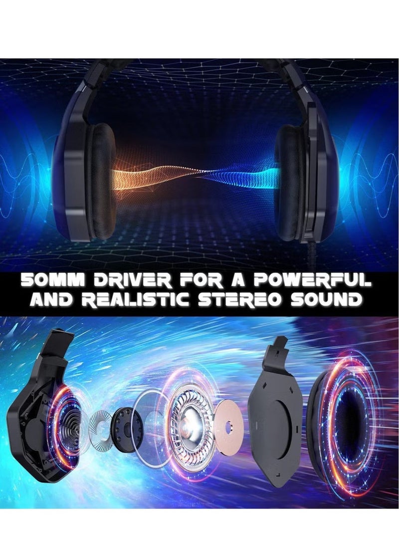 BGM K10 Pro Wired Stereo Gaming Headset with Microphone – High-Quality Sound, Noise-Canceling Mic, Comfortable Over-Ear Cushions, Adjustable Headband – Ideal for PC, PS4, Xbox, and Mobile Gaming  - Image 3