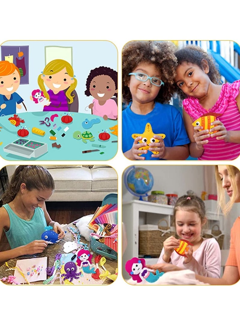 Sea Animals Sewing Kit Make Your Own Ocean Animals Mermaid DIY Felt Craft Kit Gifts for Beginner Kids Educational Art Craft Supplies Set of 8 - Image 4