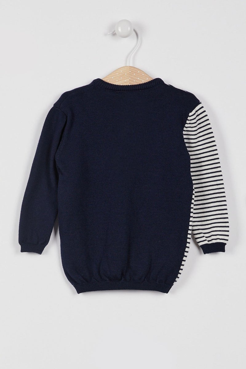U.S. Polo Assn. Licensed Striped Cream Baby Cardigan - Image 2