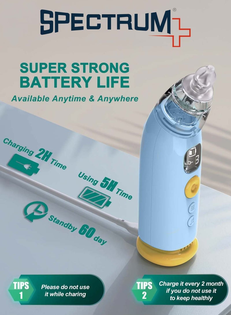 Spectrum Electric Baby Nasal Aspirator with 3 Adjustable Suction Levels, Rechargeable USB Type-C Baby Nose Cleaner with Music & Soft Light, Anti-Reflux Snot Sucker, Food-Grade Silicone Tips, Low Noise Nasal Mucus Remover for Newborns, Infants, Toddlers & Children - Image 4
