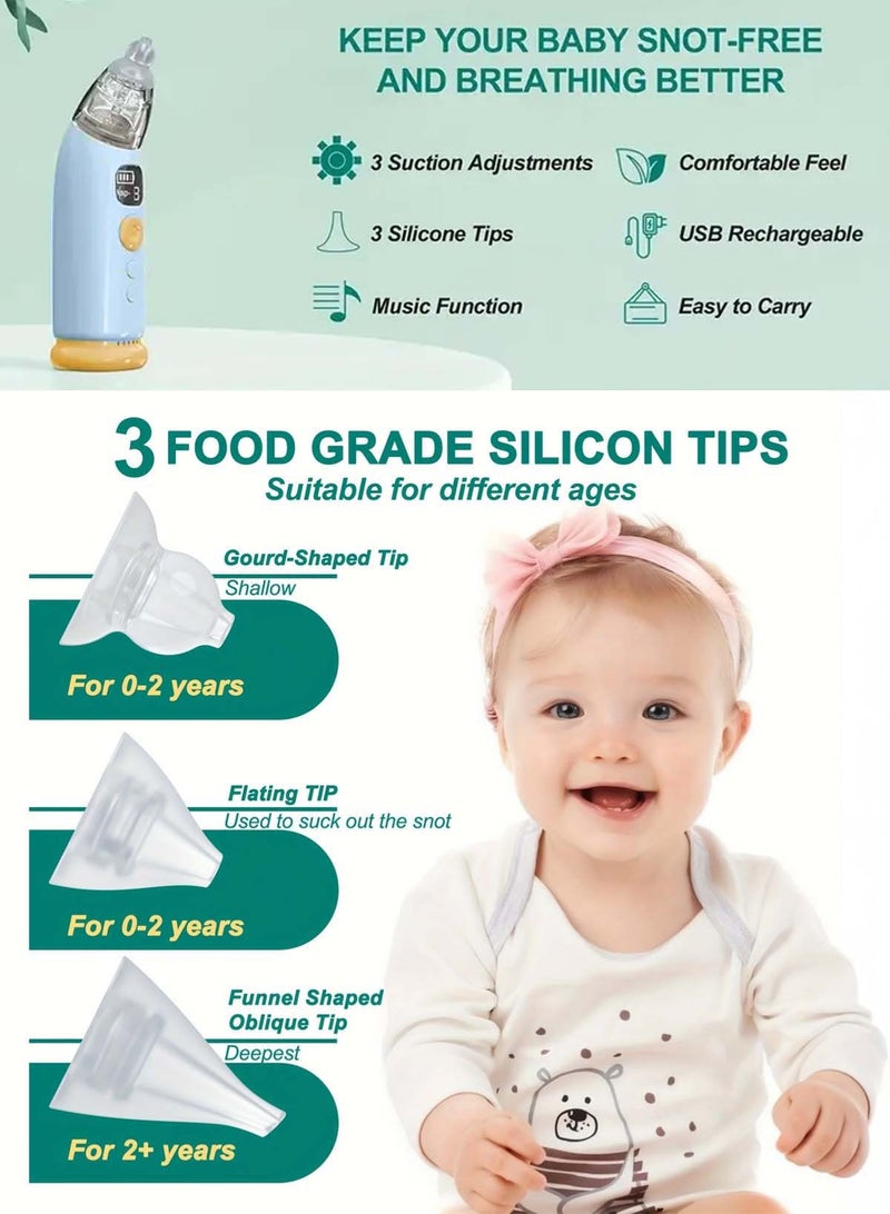 Spectrum Electric Baby Nasal Aspirator with 3 Adjustable Suction Levels, Rechargeable USB Type-C Baby Nose Cleaner with Music & Soft Light, Anti-Reflux Snot Sucker, Food-Grade Silicone Tips, Low Noise Nasal Mucus Remover for Newborns, Infants, Toddlers & Children - Image 3
