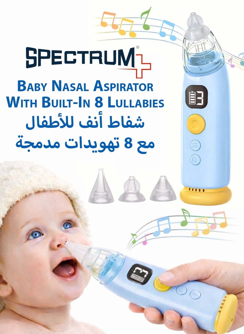 Spectrum Electric Baby Nasal Aspirator with 3 Adjustable Suction Levels, Rechargeable USB Type-C Baby Nose Cleaner with Music & Soft Light, Anti-Reflux Snot Sucker, Food-Grade Silicone Tips, Low Noise Nasal Mucus Remover for Newborns, Infants, Toddlers & Children - Image 1