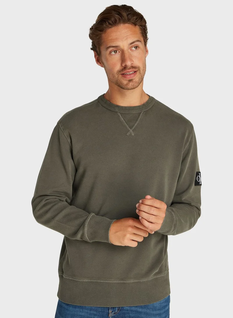 Calvin Klein Jeans Washed Badge Crew Neck Sweatshirt
