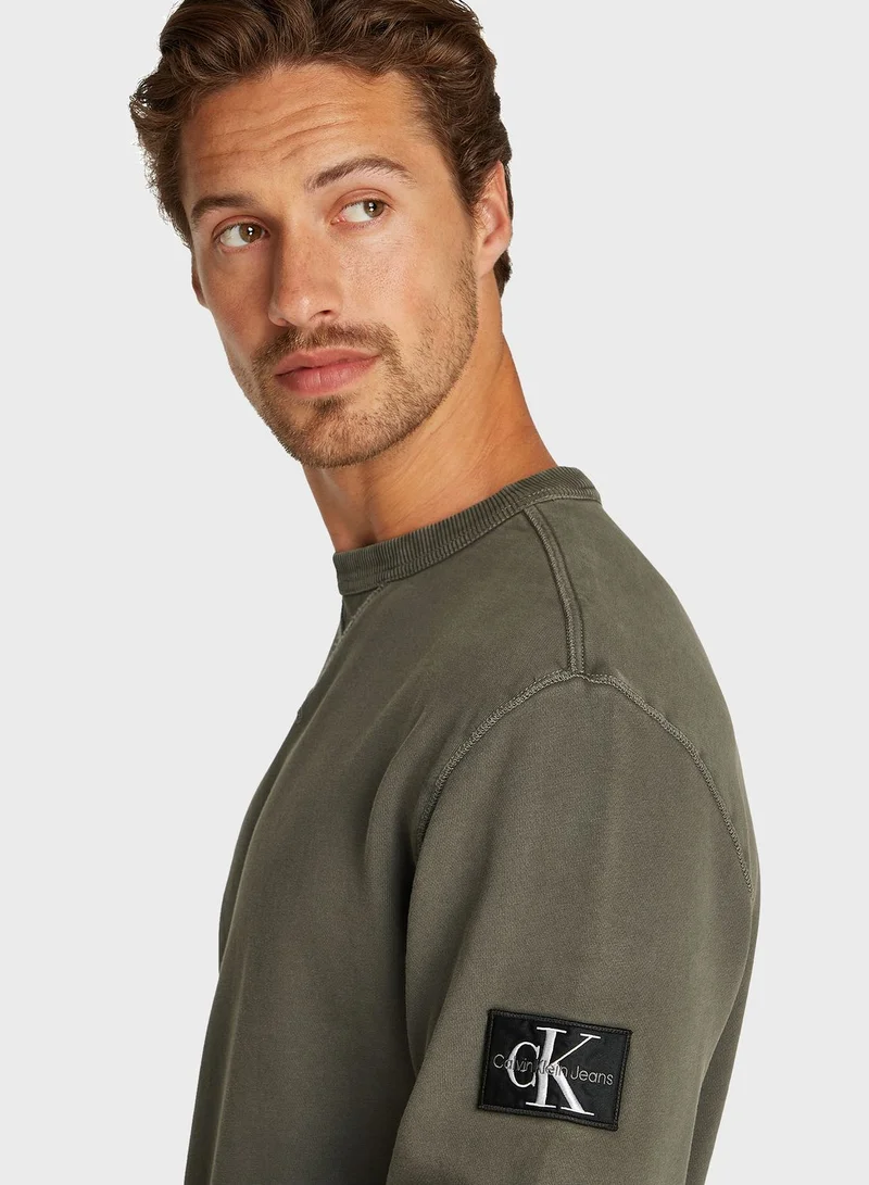 Calvin Klein Jeans Washed Badge Crew Neck Sweatshirt