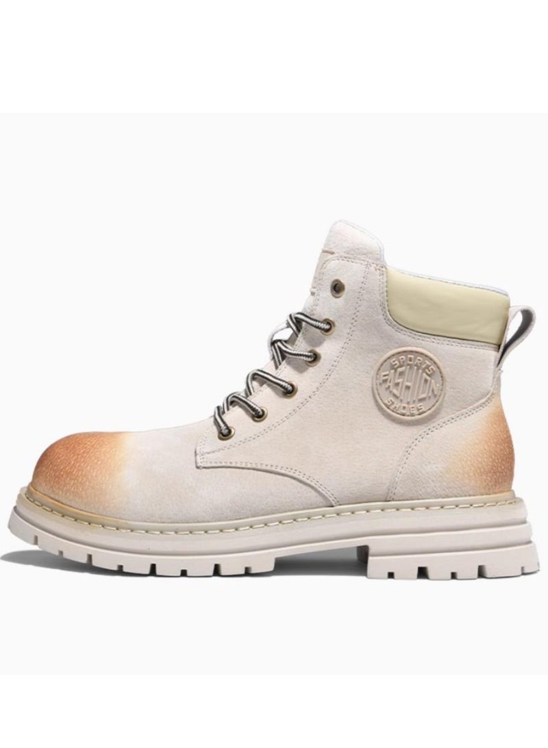 Workwear Retro Martin Boots Autumn Thick Sole Height Increasing Outdoor Hiking Leather High Top Boots - Image 1
