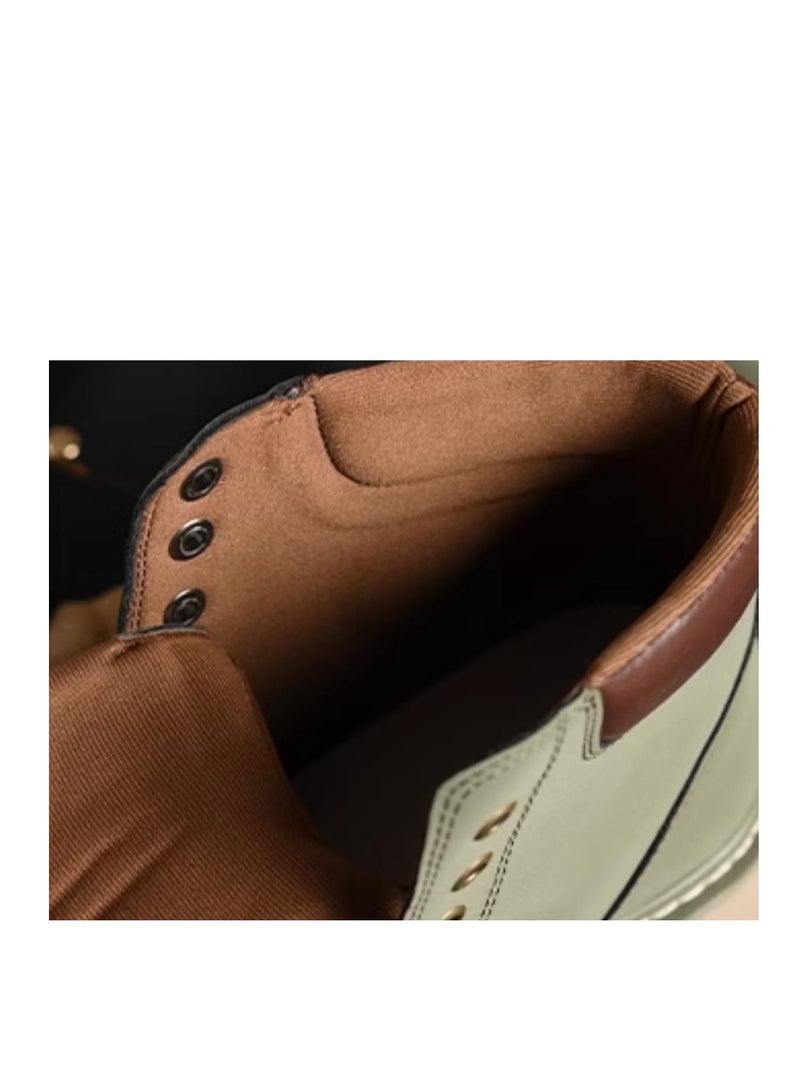 Workwear Retro Martin Boots Autumn Thick Sole Height Increasing Outdoor Hiking Leather High Top Boots - Image 3