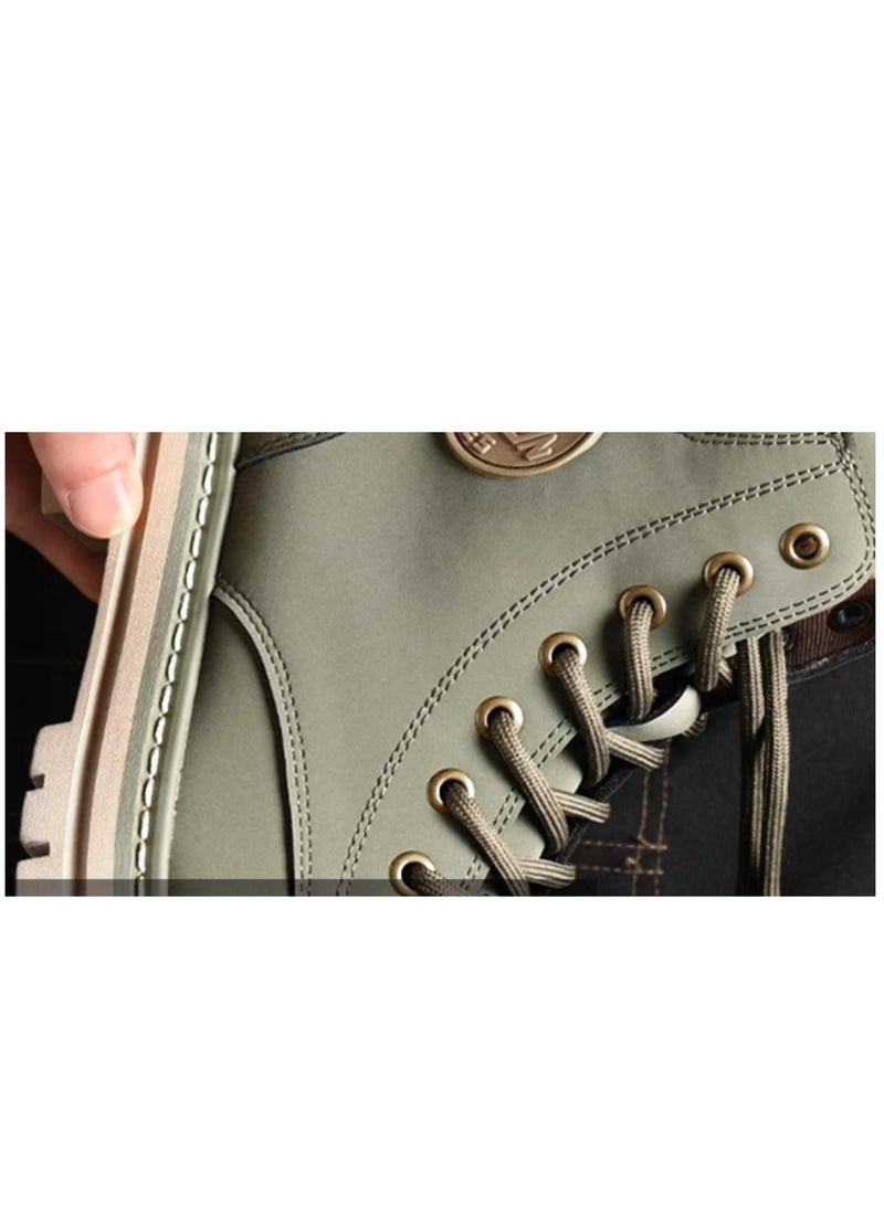 Workwear Retro Martin Boots Autumn Thick Sole Height Increasing Outdoor Hiking Leather High Top Boots - Image 4