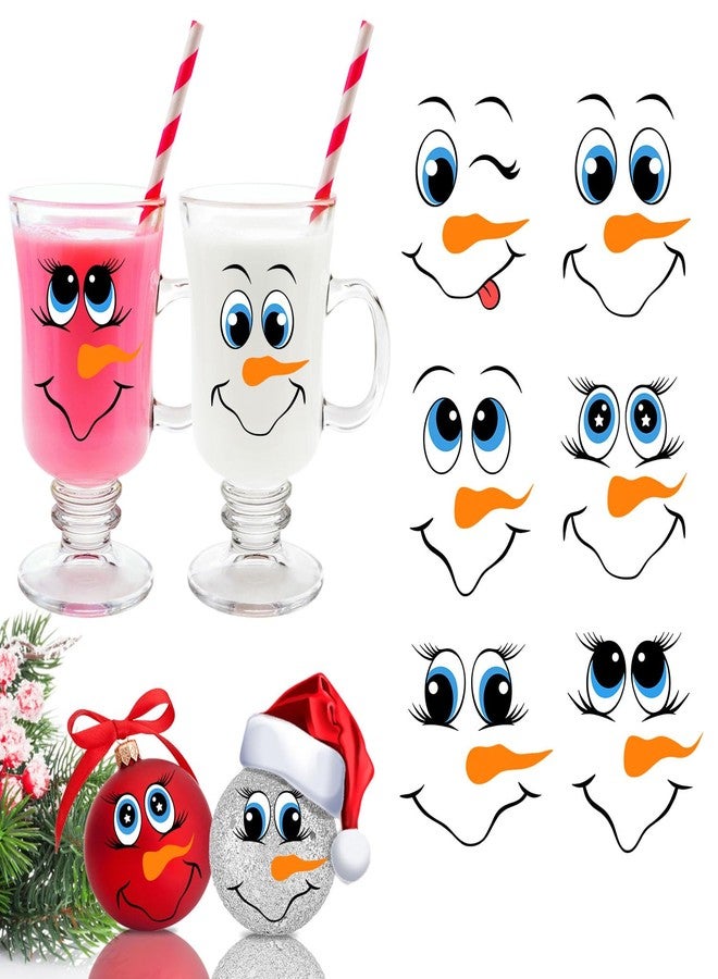 CIOEY 24 PCS Snowman Face Stickers for Christmas Ornaments, Cartoon Decals for Christmas Ball/Refrigerator/Water Bottles, DIY Vinyl Stickers for Home Xmas Party Decorations, 2 Styles - Image 1